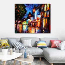 Modern Cityscapes Canvas Art Sleeping Amsterdam Handcrafted Oil Paintings for Contemporary Home Decor