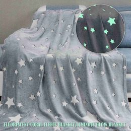 Blanket Soft Warm Fleece Blanket Glow In The Dark Throw Blanket Luminous Unicorns Blanket for Girls Super Soft Plush Blanke R230616