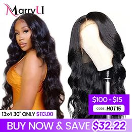 Lace Wigs MARRYU 13x4 13x6 HD Transparent Lace Front Wig 32inch Brazilian Body Wave Human Hair Wig For Women 360 Full Lace Frontal Wig 230616