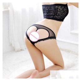 Women'S G-Strings Sexy Backless Panties See Through Bow Lingeries Woman Underwears G Strings Thong T Back Lingerie Under Women Cloth Dhk3X