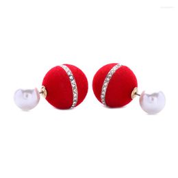 Stud Earrings 6 Colours Round Ball Simulated Pearl Double Side Fashion Women Cute Gift Jewellery Brincos