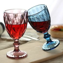 1pc Wine Glass Cups Retro Vintage Relief Red Wine Cup 300ml Engraving Embossment Juice Drinking Glasses Champagne Assorted Goblets G0616