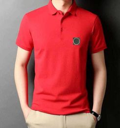 brand stone jacket polos island Summer Classic Solid Mercerized Cotton Polo Shirt Men's Short Sleeve Stone T-shirt Is land Casual Versatile0023023