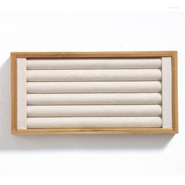 Jewelry Pouches Natural Bamboo Ssolid Wood Two Color Ring Display Plate Tray Necklace Earrings Storage Box