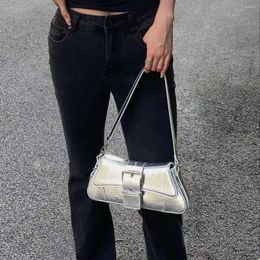 Evening Bags Fashion Armpit Bag Metallic Silver Women Handbags Luxury Designer Alligator Shoulder Crossbody For Ladies Clutch