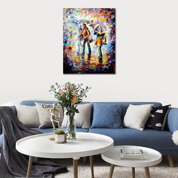 Modern Canvas Art Street Scenes Night Rain Ii Hand-painted Oil Paintings Living Room Decor