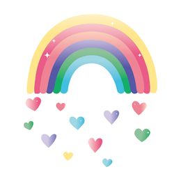 Rainbow Love Heart Wall Stickers for Baby Rooms Bedroom Wall Decor Eco-friendly Vinyl PVC Wall Decals Art Murals for Home Decor