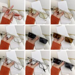 Sunglasses Diamond Small Rectangular Women Metal Frame Crystal Shades Clear Lens For Female Rhinestone Sun Glasses