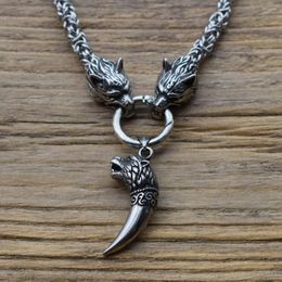 Chains Stainless Steel Nordic Wolf Tooth Pendant Necklace Vintage Dragon Fashion Choker Man Viking Jewelry Animal Gift