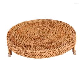 Plates 5X Rattan Storage Tray Round Basket With Handle Hand-Woven Wicker L