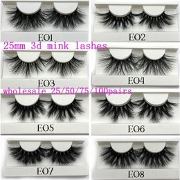 Makeup Tools Mikiwi 25mm Mink False Eyelashes 255075100 pc Wholesale 3D Mink Lashes big white tray Label Makeup Dramatic Long Mink Lashes 230615