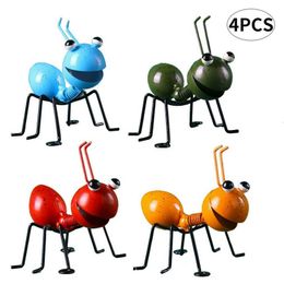 Decorative Objects Figurines 4 Pcs Wrought Iron Cute Cartoon Ornaments Ant Wall Decoration Hanging Pendant Craft Bedroom Art Accents Home Decor 230615