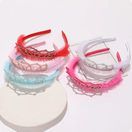 Fashion Child Rhinestones Hoop Princess Headband Girls Accessories Simple Headwear Crown Tiara Cosplay Party Gift