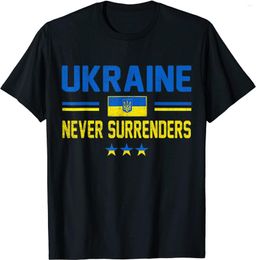 Men's T Shirts Ukraine Never Surrenders Ukrainian Flag Men T-Shirt Short Sleeve Casual Cotton O-Neck Summer Tees