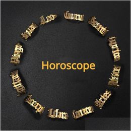 Band Rings 12 Stainless Steel Constell Gold Horoscope Sign Ring Finger For Women Fashion Jewellery Will And Sandy Drop Delivery Dhc56