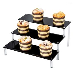 Bakeware Tools Clear Acrylic Ladder Cupcake Display Stand 3 Tier Desserts Holder Rack Shelf With Light For Figures Jewelry Party Wedding