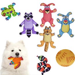 Pet Dog Canvas Animal Chewing Toy Bite-resistant Squeak Cute Bear Fox Toys for Small Meduim Dog Interactive Toy Pet Supplies