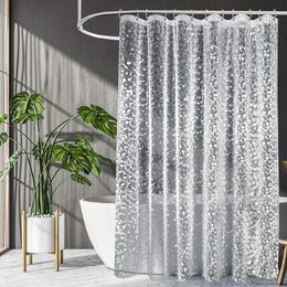 Shower Curtains 3D Shower Curtain Waterproof Mildew EVA Bath Curtains Modern Cobblestone Pattern Translucent Bathroom Curtain With Hooks 230615