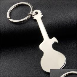 Key Rings Musical Instruments Guita Bottle Opener Ring Simple Metal Summer Beer Openers Keychain Bar Hand Tool Fashion Will And Sand Dhmds