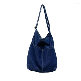 Evening Bags Large Capacity Denim Shoulder Japan And Korea Leisure Or Travel Cotton Big Bucket Simple Pastoral Style Packages
