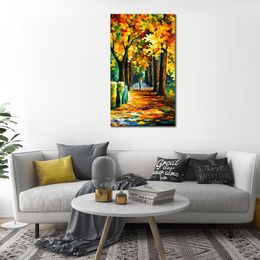 Modern Impressionist Canvas Wall Art Morning Alley Hand Painted Street Landscape Painting for Apartment Decor