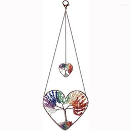 Charms Double Heart Tree Of Life Hanging Ornament 7 Chakra Reiki Healing Crystals Meditation Window Wall Hanger For Feng Shui Home