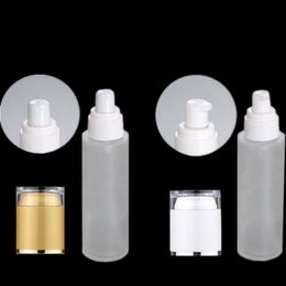 100pcs 50ml Empty Frosted Glass bottle Emulsion Essential Oil Bottle With Acrylic Lid Press Pump Head Acjwh