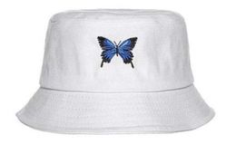 New 23ss Panama with Butterfly Canvas Bucket Hat White Embroidery fashion brand Doublesided Wearable Basin Caps Outdoor Travel Visor womens Hat
