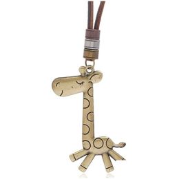 Pendant Necklaces Cartoon Animal Giraffe Necklace Adjustable Chain Leather For Women Men Hip Hop Fashion Jewellery Gift Drop Delivery P Dh4M8