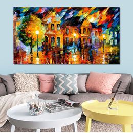 Contemporary Canvas Art Living Room Decor Old Street I Hand Painted Oil Painting Landscape Vibrant