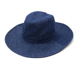 Wide Brim Hats Cotton Demin Fedoras Jean Unisex Hat Large Summer Outdoor8546266299v