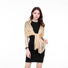 Scarves Evening Wraps Metallic Sparkle Scarf Wedding Bridesmaid Stole Shawl With Fringes For Ladies6155275216J