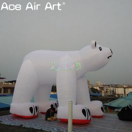 6m Long White Inflatable Polar Bear Animal Model Replica for Advertising Outdoor Events Decoration