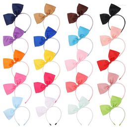 Hair Accessories 10pcs/lot 2023 Solid Color Ribbon Bows Princess Hairbands Girls Kids Headbands Children Hoop Boutique Tiara