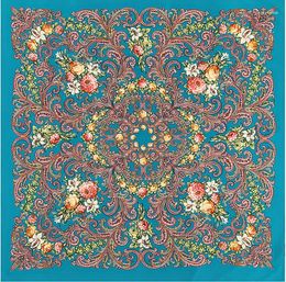 Scarves 2023 100cm Silk Square Scarf Women Euro Brand Bohemia Design Flower Printed High Quality Shawls Bandana Lady Foular