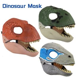 Party Masks Halloween Dragon Dinosaur Mask Snake Open Mouth Latex Horror Dinosaur Headgear Halloween Cosplay Po Props Decorations 230615