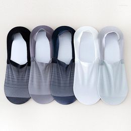 Men's Socks Men's Summer Ultra Thin Ice Mesh Invisible Boat Non Slip Silicone Odor Resistant Breathable Solid Cotton