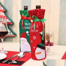 Christmas Decorations Shiney Paillette Christams Wine Bottle Er Santa Snowman Case Gift Bags Home Decor Drop Delivery Garden Festive Dhjdu