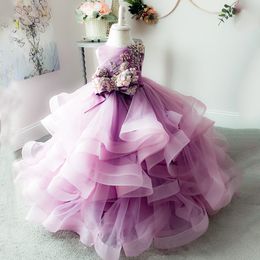 Abiti da ragazza Pink Girl Princess Dress Pizzo Puffy Flower Girl Abiti manica Cute Girl Birthday Dress Wedding Party Dress Baby Dress 230615