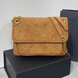 Matte Leather Messenger Bag Suede Handbag Envelope Style Shoulder Bags Fashion Letter Golden Chain Flap Crossbody Purse Handbags Niche high sense