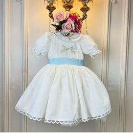 Girl's Dresses 0-12Y Baby Girl Summer White Flower Embroidery Turkish Vintage Lolita Princess Ball Gown Dress for Birthday Holiday Casual Eid 230615
