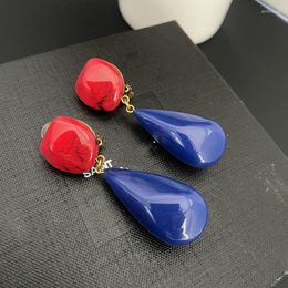 Backs Earrings To Reines Fashion Vintage Resin Red Blue Match Colours Long For Women Accesorios Jewellery Gift Pendientes