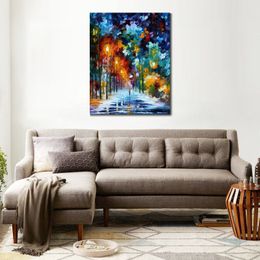 Contemporary Abstract Canvas Art Romantic Winter Handmade Landscape Oil Painting Living Room Wall Decor