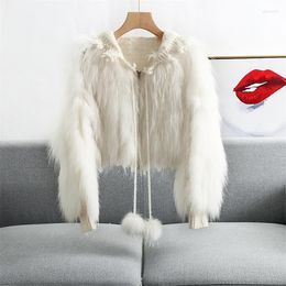 Women's Jackets 2023 Women's Winter Coat Short Hair Knitted Thick Cardigan High Quality Loose Warm Luxury