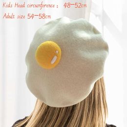 Berets Women Cute Hats Yolk Handmade Wool Felt Painter Creative Parentchild Hat Cute Child Baby Poached Egg Beret Fashion Ladies Cap Z0616