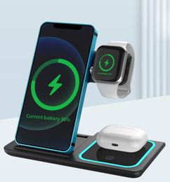 15W 3 in 1 Wireless Charging Charger Station Compatible for iPhone Apple Watch AirPods Pro Qi Fast Quick Charger for Cell Smart Mobile Phone