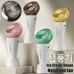 Electric Fans Cream Shape Portable USB Charging Creative Rechargeable Low Noise Wind Air for summer R230616