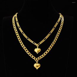 Pendant Necklaces 50cm Length Heart Choker Figaro Link Women Girl African Arab Middle Eastern Wedding Gifts Neck Chain Jewelry