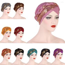 Ethnic Clothing Arab Wrap Head Muslim Scarf Hijabs Turbans Bonnet Headscarf Sequin Braid Hat For Women Casual Beanie Headwrap Hair