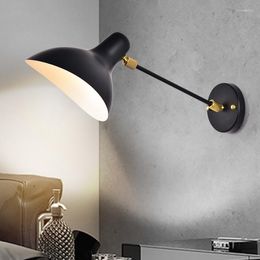 Wall Lamps Nordic Iron Art TV LED Lamp Macaroon Bedside Reading Loft Bathroom Bedroom Living Room Home Decor Clock Light Lighting